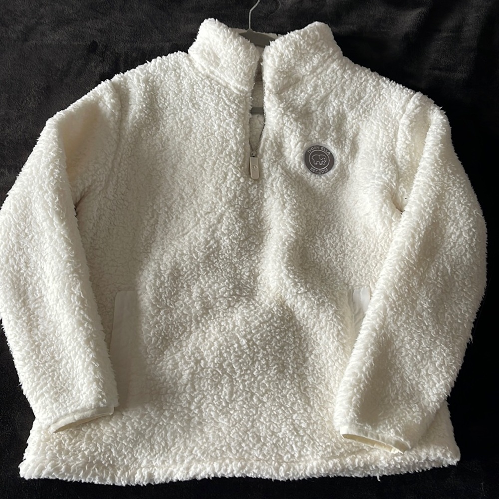 Ivory Ella size medium half zip Sherpa fleece